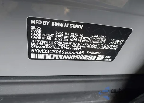 2025 BMW Xm Label Red z USA, uszkodzony, nr VIN 5YM33CS06S9055545